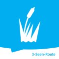Das Logo der 3-Seen-Route zeigt Schilf und einen See