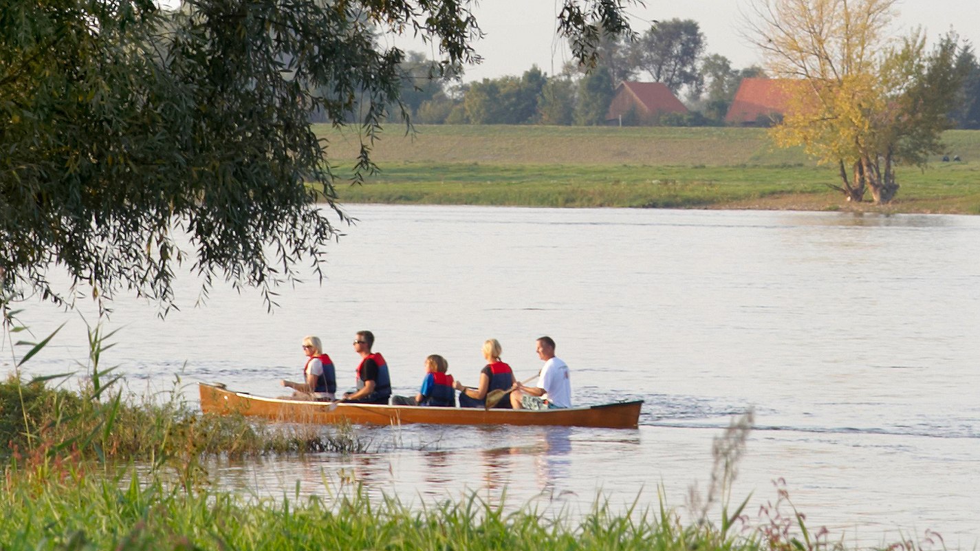 Kanadier mit Kanuten auf der Elbe, © TMN/MRH
