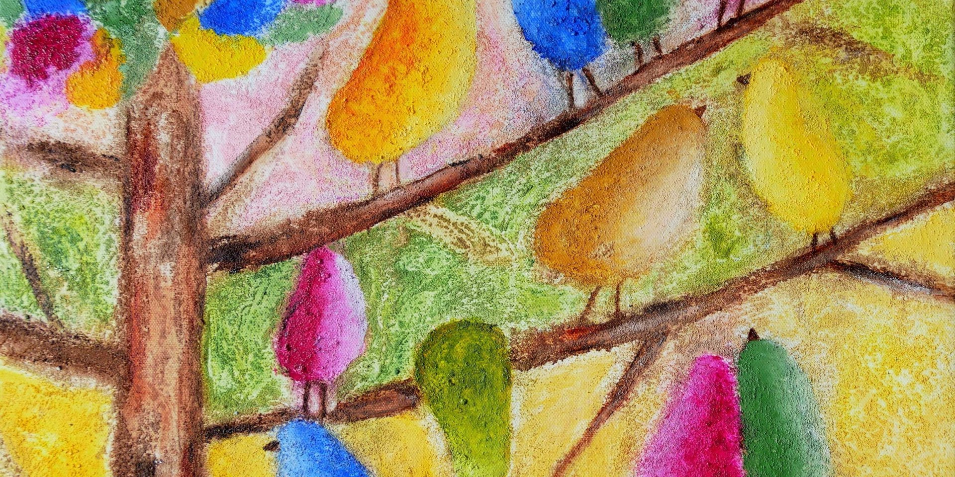 Der Lebensbaum“ nennt sich dieses farbenfrohe Bild mit den quirligen Vögeln., © kuh.gallery