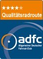 Das Logo des ADFC für die Qualitätsradrouten mit vier Sternen