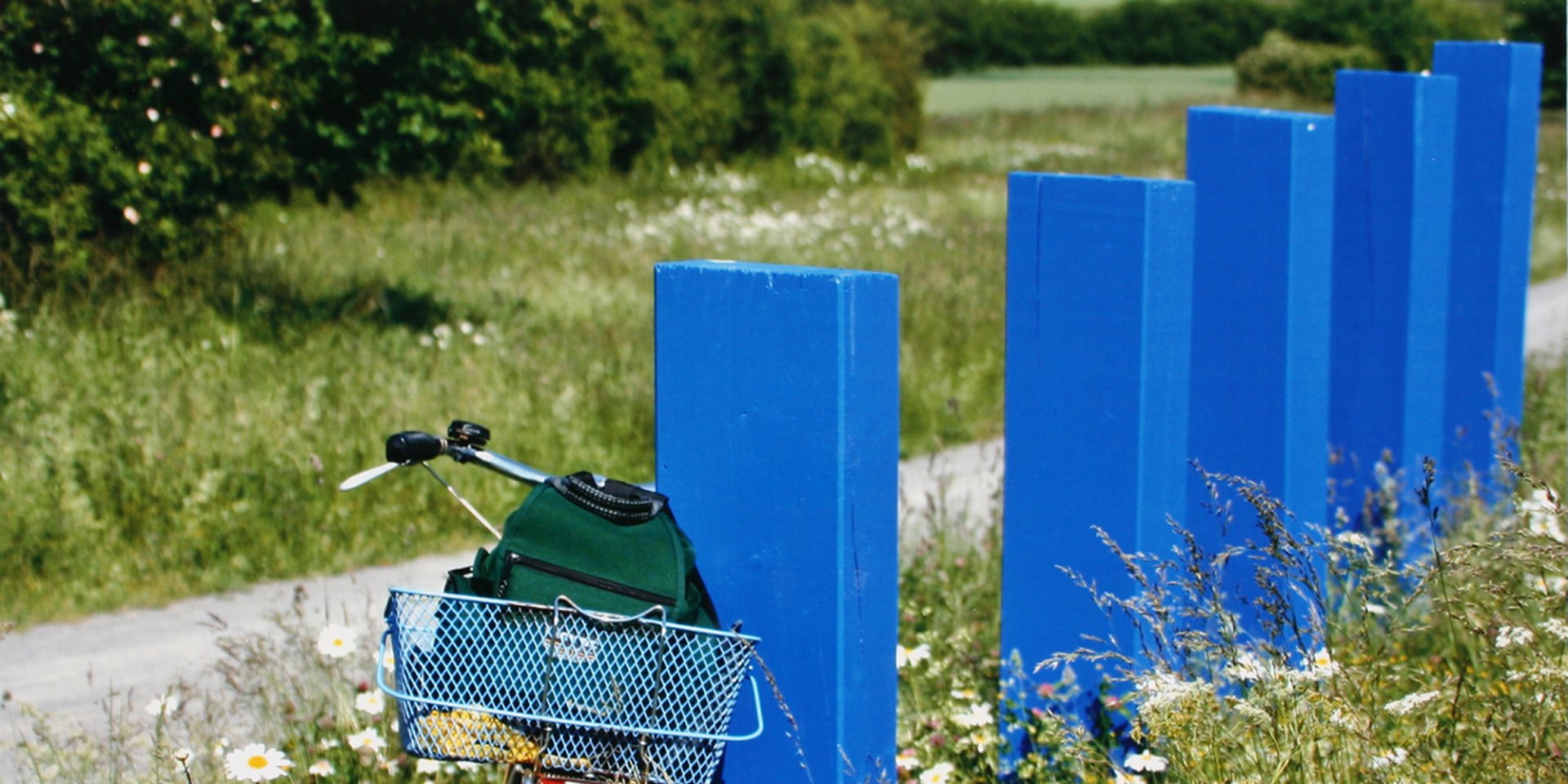 Bespiel für die Wegweisung - mehrere blau gestrichene Pfosten, © Region Hannover/ Janne Köster