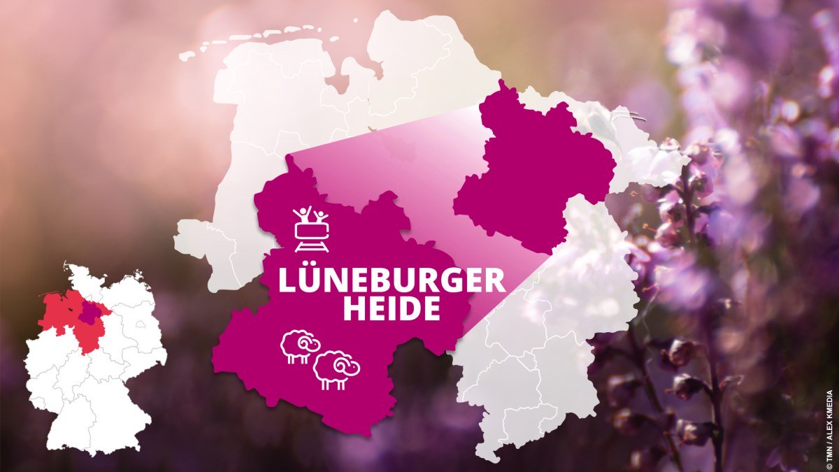 Kartenübersicht: Lage der Lüneburger Heide in Niedersachsen und typische Sehenswürdigkeiten