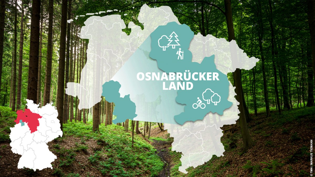 Kartenübersicht: Lage des Osnabrücker Lands in Niedersachsen und typische Sehenswürdigkeiten