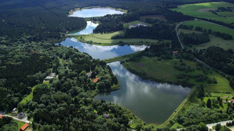 Luftbildaufnahme Teichlandschaft, © Harz Wasserwerke